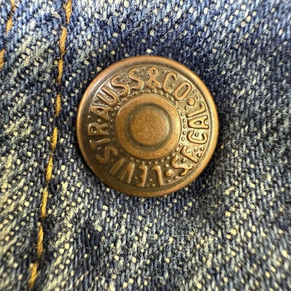 Vintage Levis Sherpa Lined Trucker Vest Jacket Mens Medium Denim USA Orange Tab‎